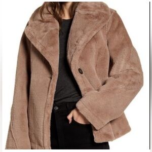Avec Les Filles Taupe Plush Faux-Fur Jacket